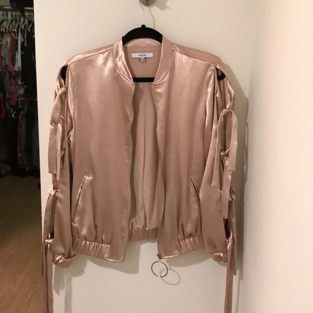 RO&DE Pink Satin Bomber Jacket